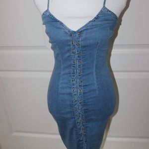 Lace up Denim Dress